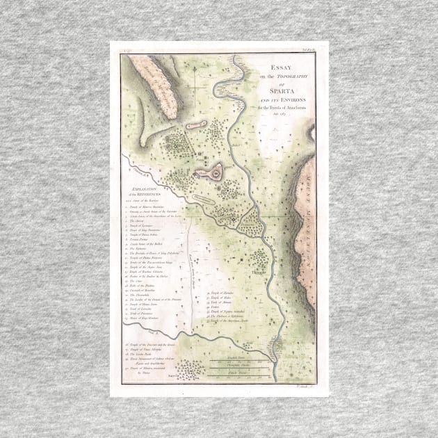 Vintage Map of Sparta Greece (1783) by Bravuramedia